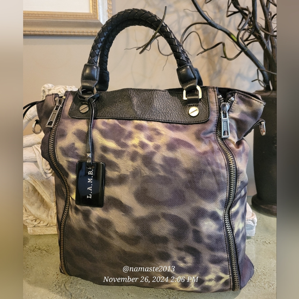 L.A.M.B. by Gwen Stefani Leopard Print Satchel Crossbody Designer Luxury #68